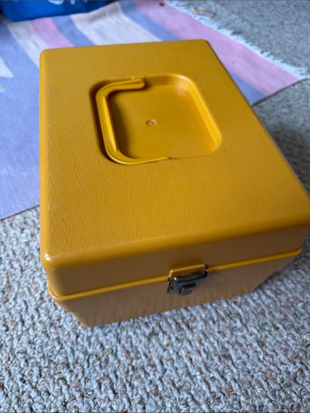 Vintage Mustard Yellow Plastic Carry Cases wil hold crafts sewing patterns